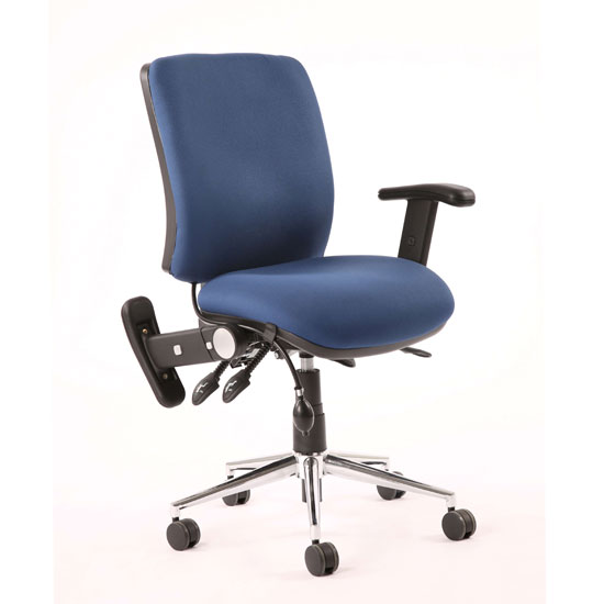 Product photograph of Chiro Fabric Medium Back Office Chair In Blue With Folding Arms from Furniture in Fashion