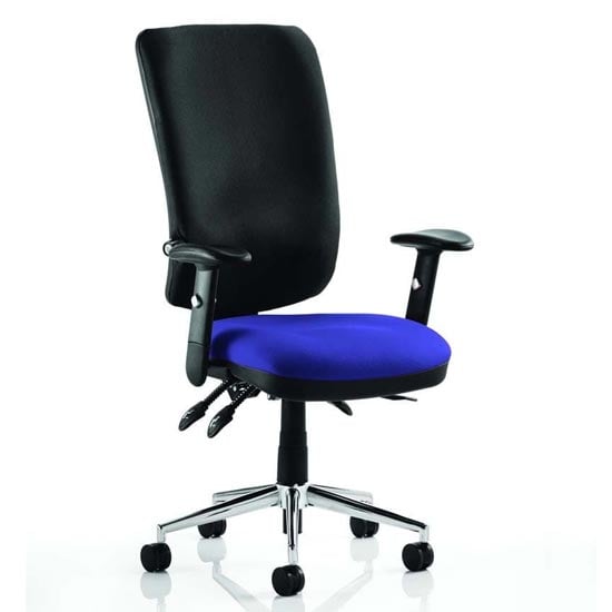 Read more about Chiro high black back office chair in stevia blue with arms