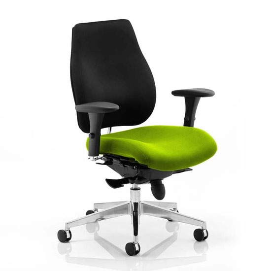 View Chiro plus black back office chair with myrrh green seat
