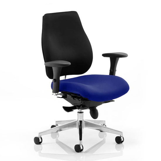 View Chiro plus black back office chair with stevia blue seat