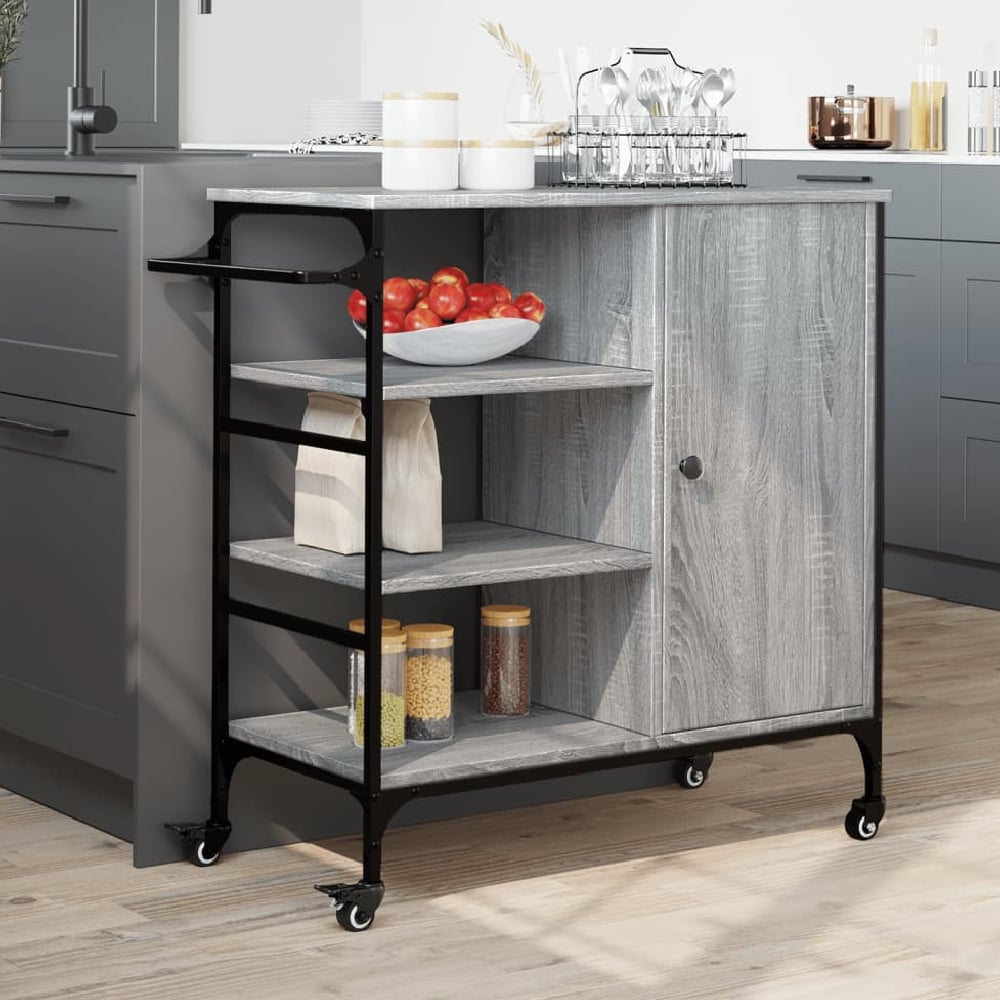 Read more about Choctaw wooden kitchen trolley with 1 door in grey sonoma