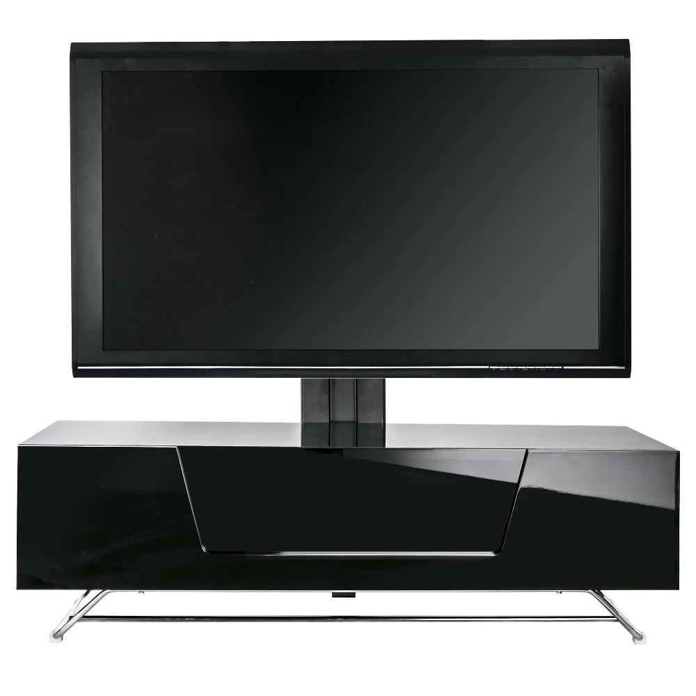 chroma large high gloss tv stand with bracket in black