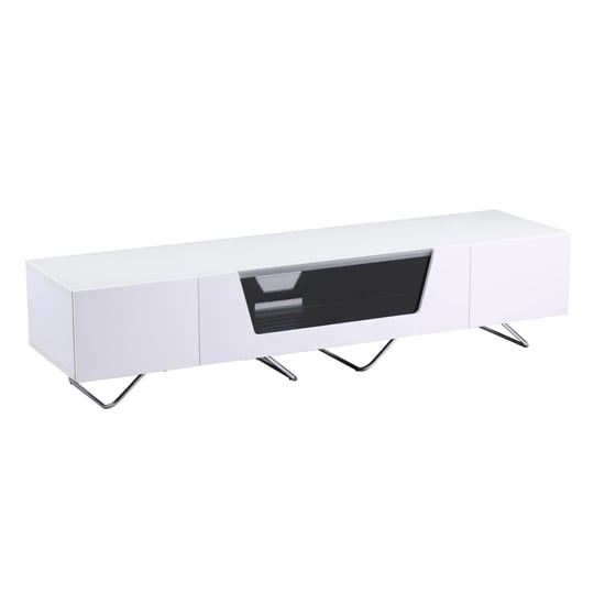 Photo of Chroma large high gloss tv stand with steel frame in white