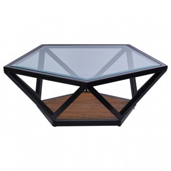View Ciao clear glass top pentagon coffee table with black metal base