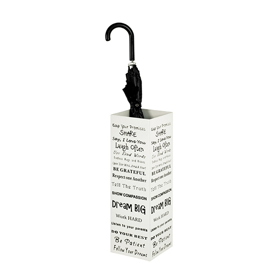 Product photograph of Cibecue Metal Lettering Style Umbrella Stand In White from Furniture in Fashion