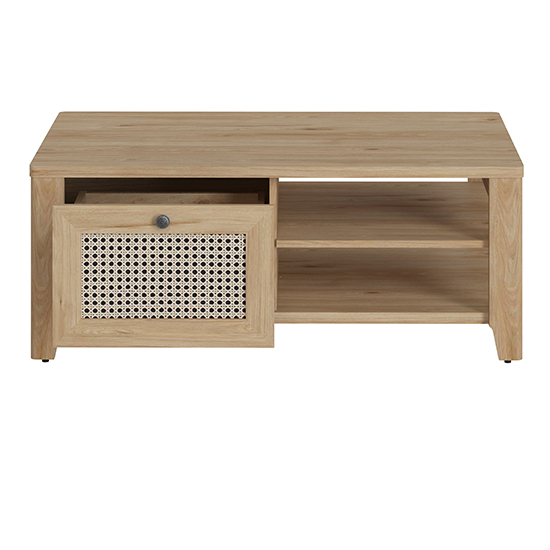 Cicero Coffee Table With 1 Drawer In Oak And Rattan Effect | Furniture ...