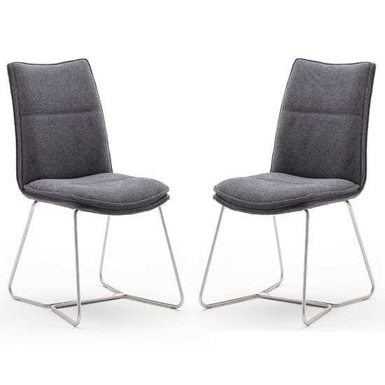 Product photograph of Ciko Anthracite Fabric Dining Chairs With Brushed Legs In Pair from Furniture in Fashion