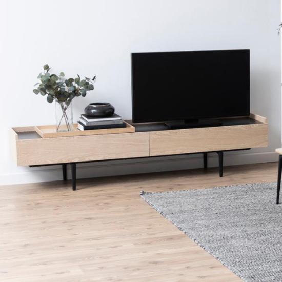 Product photograph of Cincinnati Wooden 2 Flap Doors Tv Stand In Oak from Furniture in Fashion