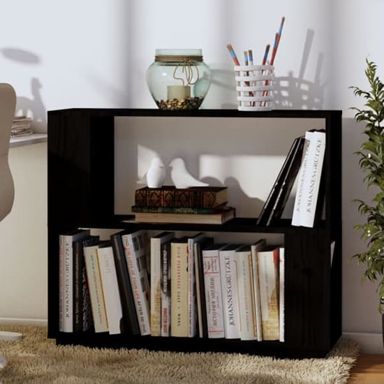 Read more about Ciniod pinewood bookcase and room divider in black