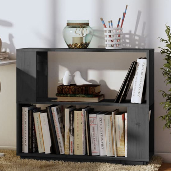 Read more about Ciniod pinewood bookcase and room divider in grey