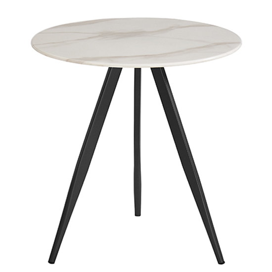 Product photograph of Circa Round Glass Dining Table In White Marble Effect from Furniture in Fashion