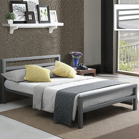 Product photograph of City Block Metal Vintage Style Small Double Bed In Grey from Furniture in Fashion