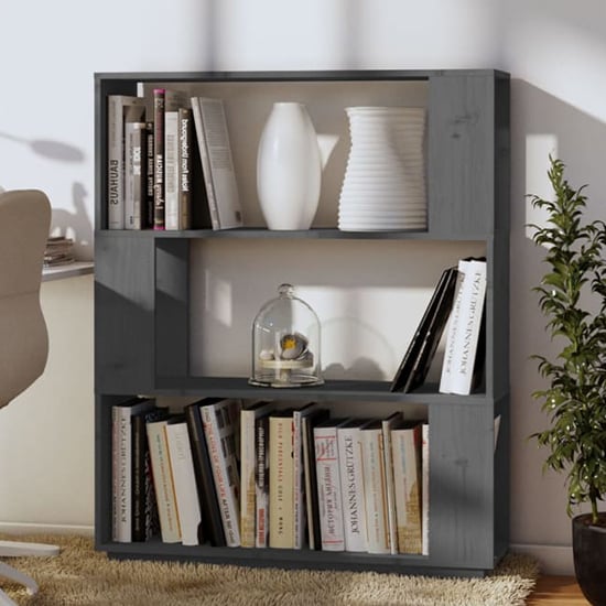 Photo of Civilla pinewood bookcase and room divider in grey