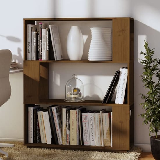 Read more about Civilla pinewood bookcase and room divider in honey brown