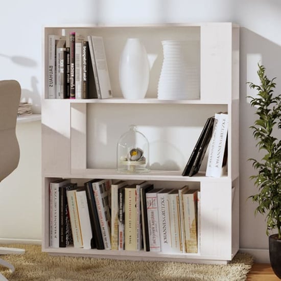 Product photograph of Civilla Pinewood Bookcase And Room Divider In White from Furniture in Fashion