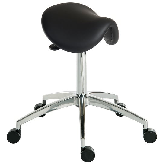 Read more about Clack contemporary stool in black pu with castors