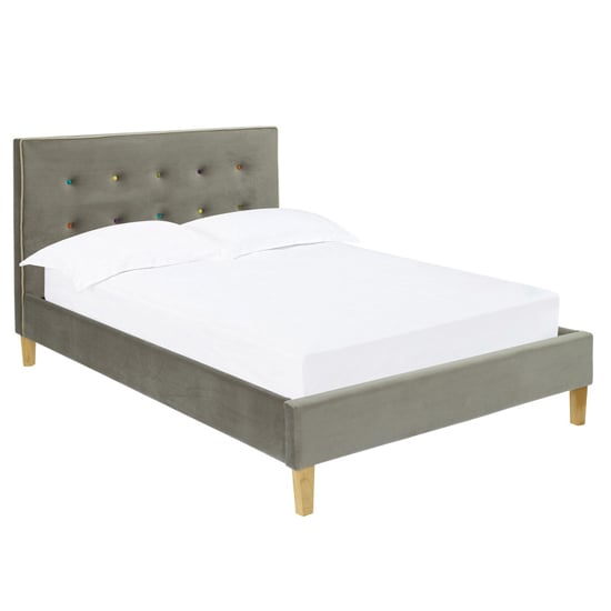 Clapton Velour Fabric King Size Bed In Grey | Furniture in Fashion