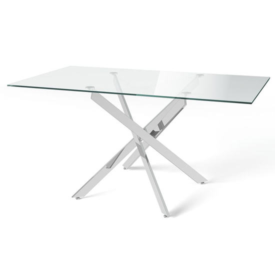 Product photograph of Calke Rectangular Glass Dining Table With Chrome Legs from Furniture in Fashion