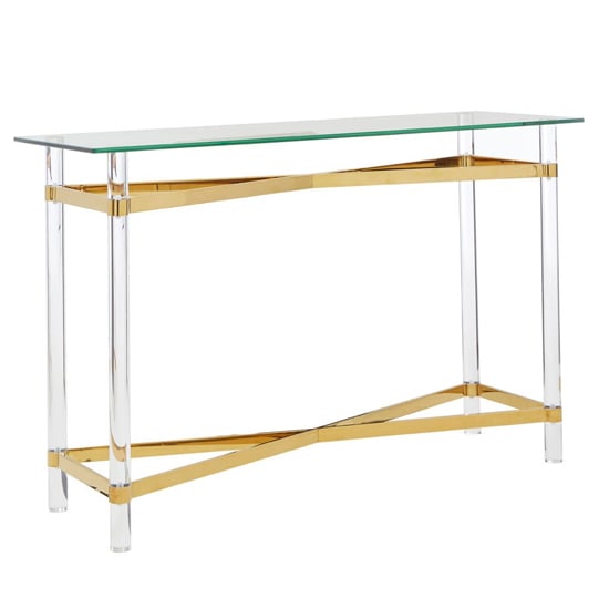Read more about Clarox rectangular glass console table in clear and gold