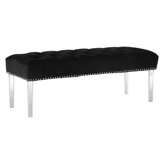 Product photograph of Clarox Upholstered Velvet Dining Bench In Black from Furniture in Fashion