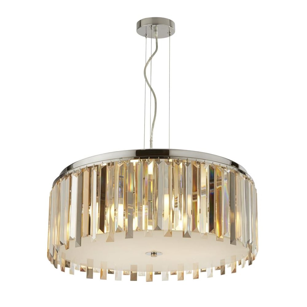 Product photograph of Clarrisa 8 Light Crystal Drops Drum Pendant Light In Chrome from Furniture in Fashion