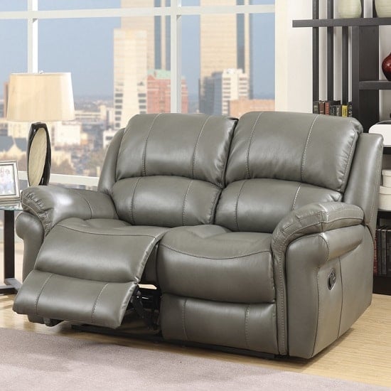 Photo of Claton recliner 2 seater sofa in grey faux leather