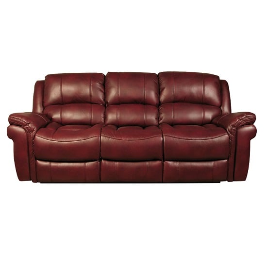 View Claton recliner 3 seater sofa in burgundy faux leather