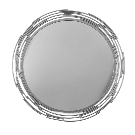 Product photograph of Clayton Round Portrait Wall Mirror In Silver Iron Frame from Furniture in Fashion