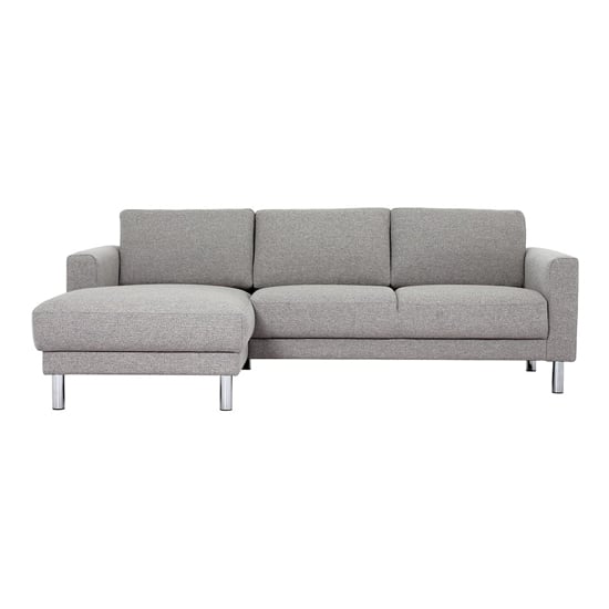Product photograph of Clesto Fabric Upholstered Left Handed Corner Sofa In Light Grey from Furniture in Fashion