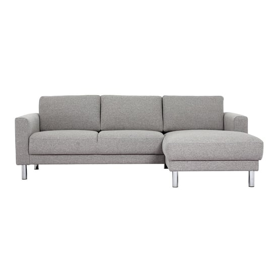 Product photograph of Clesto Fabric Upholstered Right Handed Corner Sofa In Light Grey from Furniture in Fashion