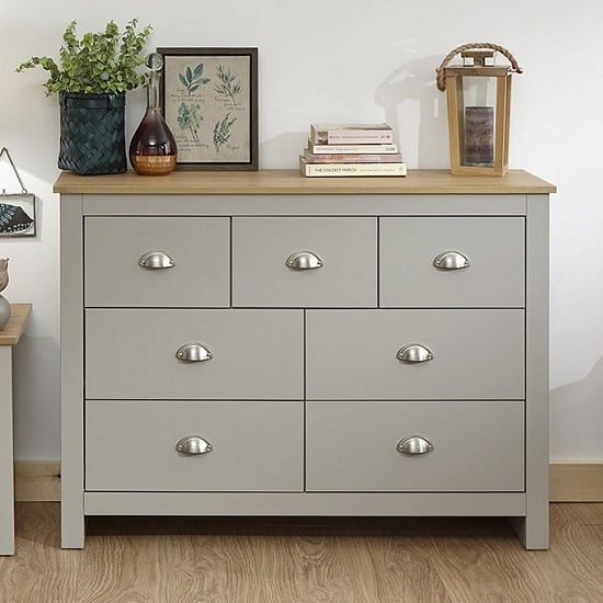 Read more about Loftus wooden chest of drawers wide in grey and oak
