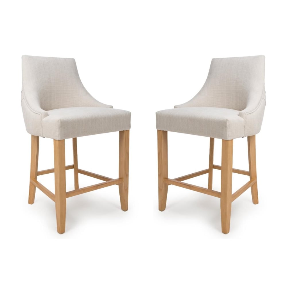 Read more about Clifton linen fabric counter bar chairs with oak legs in pair