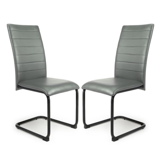 Read more about Clisson grey leather effect dining chairs in pair