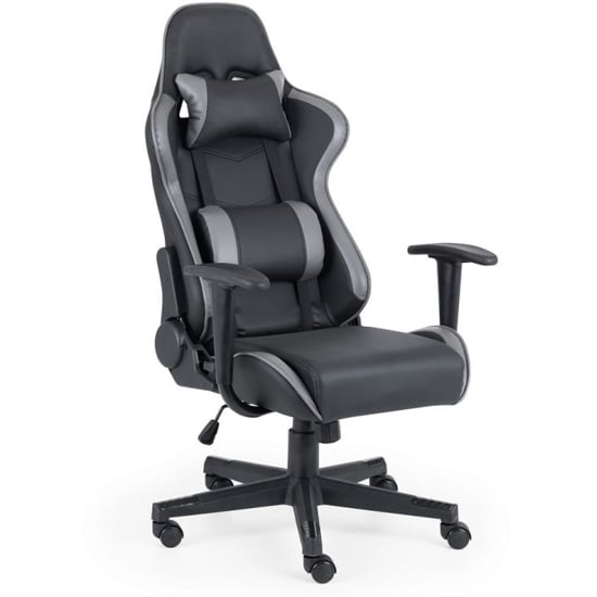 Product photograph of Caldwell Faux Leather Gaming Chair In Black And Grey from Furniture in Fashion