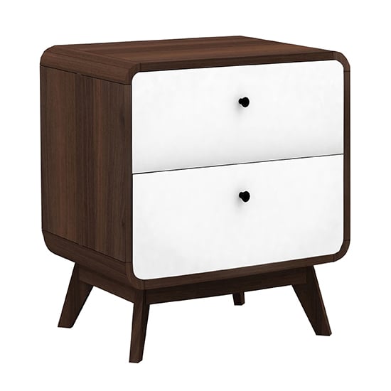 Read more about Clive wooden bedside cabinet with 2 drawers in walnut and white