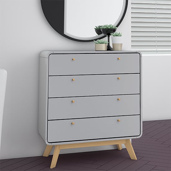 clive wooden chest of 4 drawers in grey