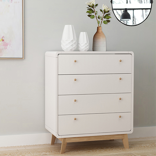 clive wooden chest of 4 drawers in white