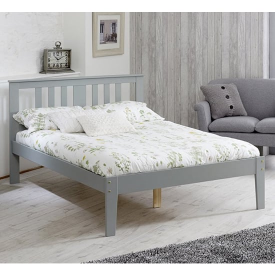 Photo of Cloven wooden small double bed in grey