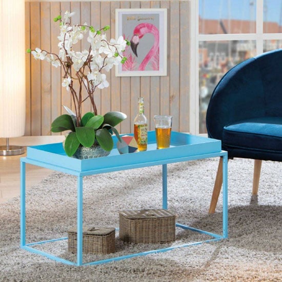 blue metal coffee table