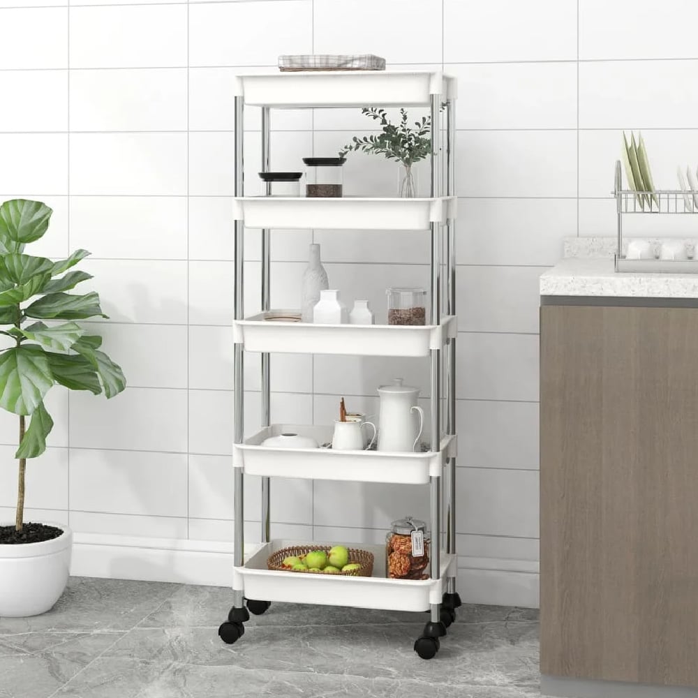 Read more about Cobleskill abs plastic 5 tier kitchen trolley in white