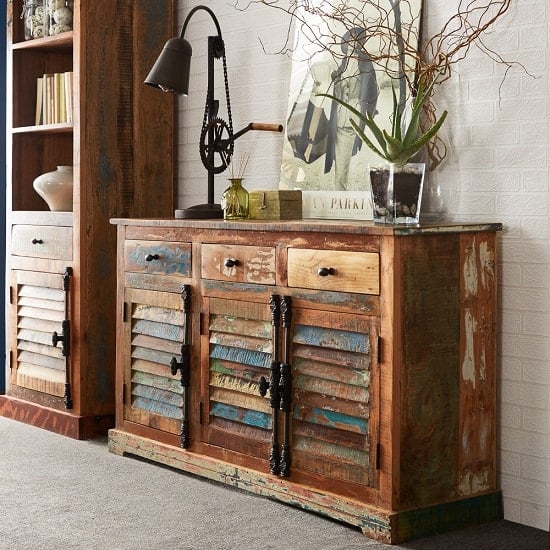 Product photograph of Coburg Wooden Sideboard In Reclaimed Wood With 3 Doors from Furniture in Fashion