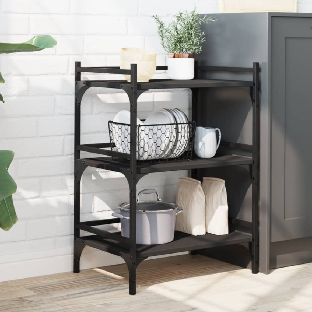 Read more about Coeburn wooden kitchen trolley with 3 shelves in black