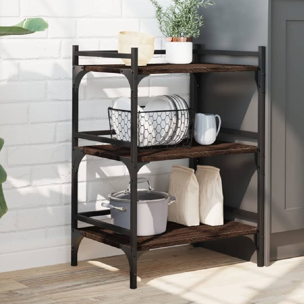 Read more about Coeburn wooden kitchen trolley with 3 shelves in brown oak