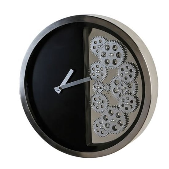 Read more about Cogs stainless steel wall clock with black and silver frame