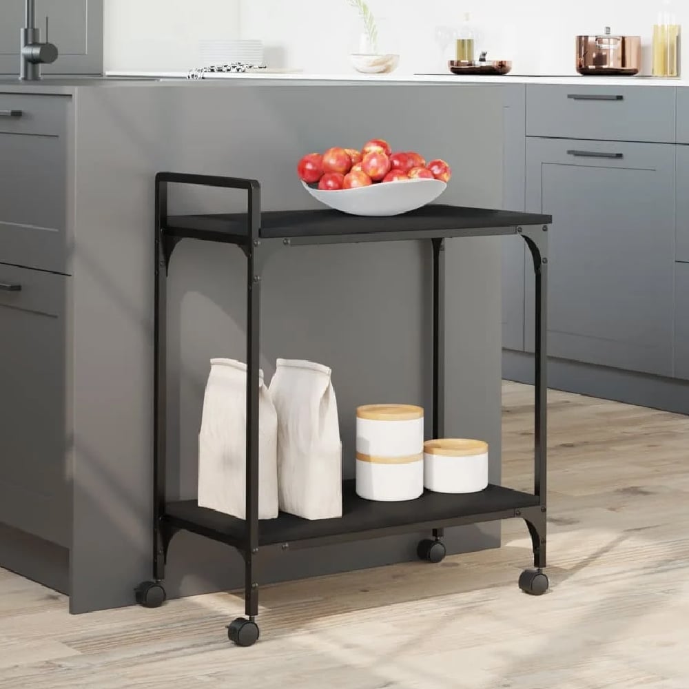 Read more about Cohasset wooden kitchen trolley with 2 shelves in black