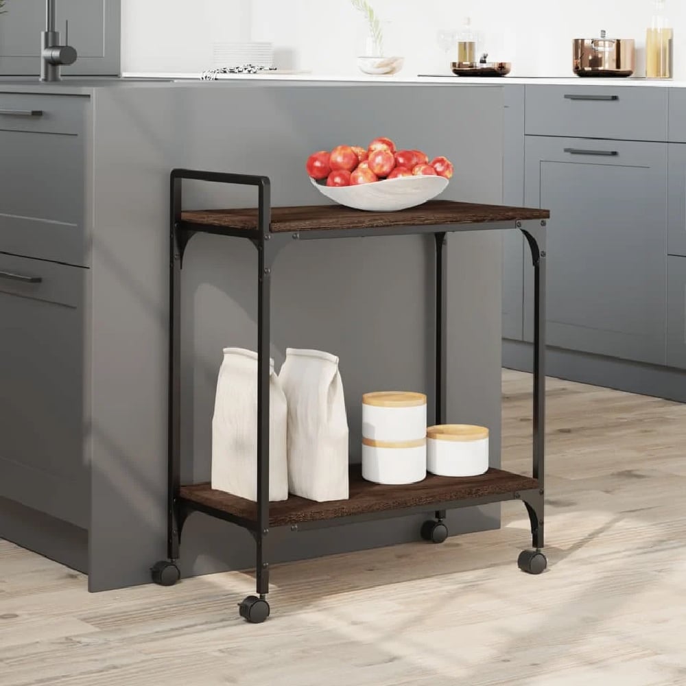 Read more about Cohasset wooden kitchen trolley with 2 shelves in brown oak