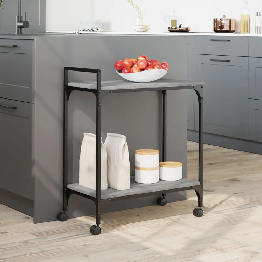 Read more about Cohasset wooden kitchen trolley with 2 shelves in grey sonoma