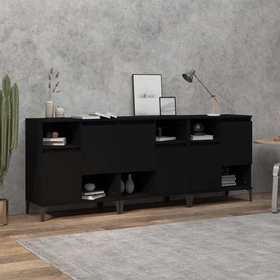 Product photograph of Coimbra Wooden Sideboard With 6 Doors In Black from Furniture in Fashion