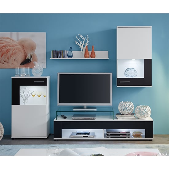 Read more about Cojack led living room furniture set in white and black