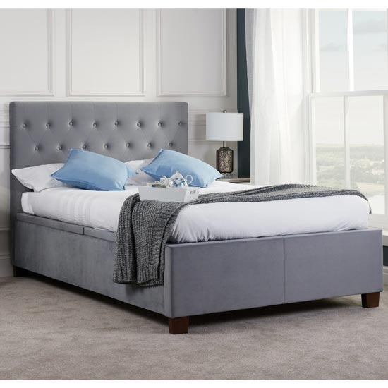 Read more about Cologne ottoman fabric king size bed in grey